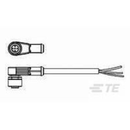 TE CONNECTIVITY M8 X 1.0 Angled Socket Pigtail Led 1-2273012-4